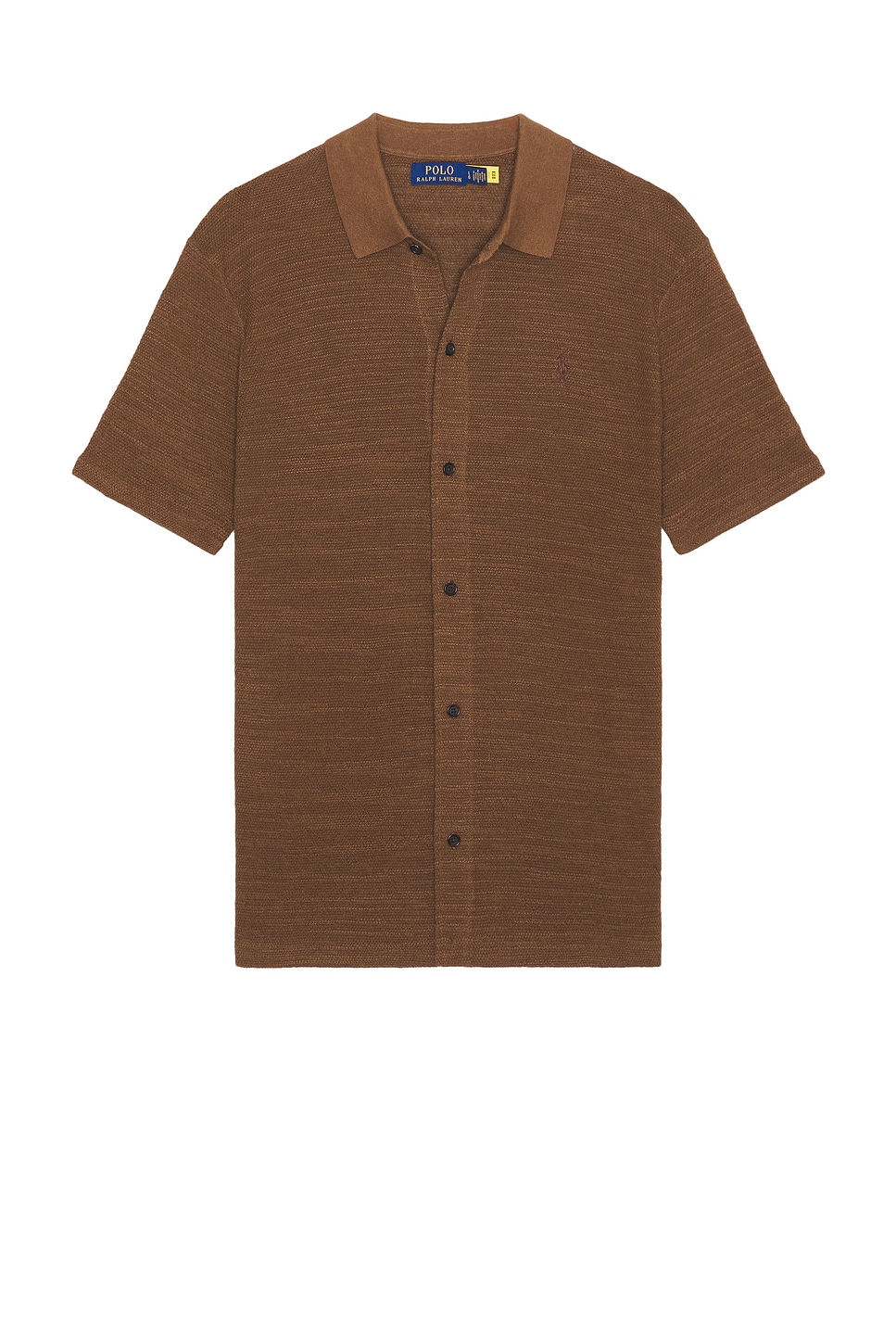 Image 1 of Polo Ralph Lauren Short Sleeve Cotton Blend Sweater Shirt in Fall Brown