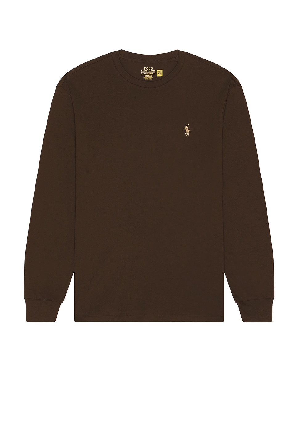 Image 1 of Polo Ralph Lauren Long Sleeve Crewneck T-Shirt in Nutmeg Brown