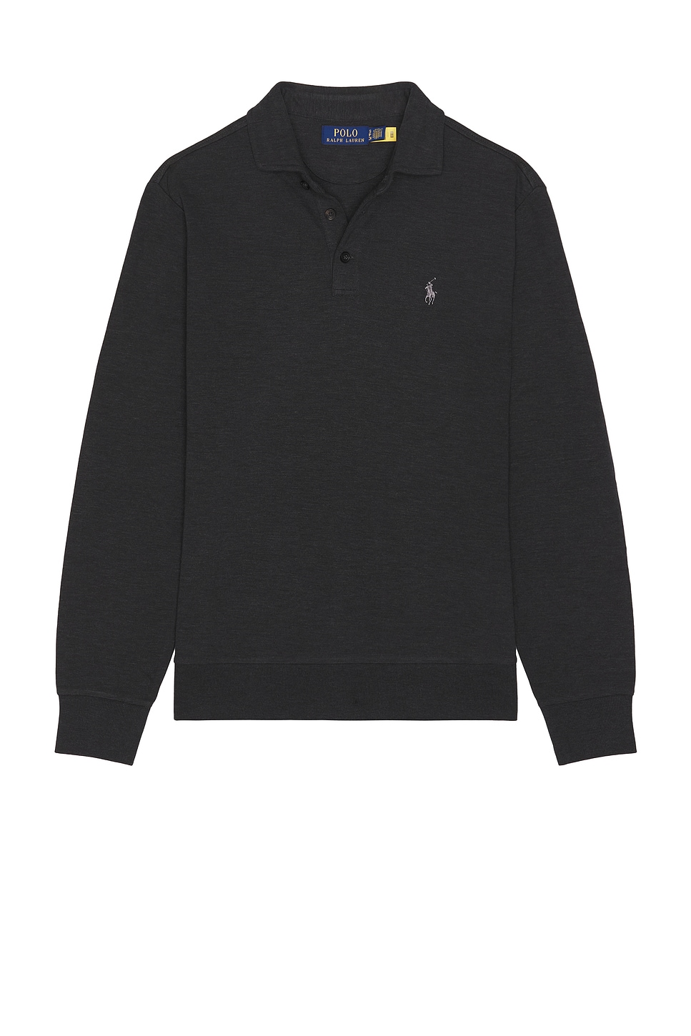 Image 1 of Polo Ralph Lauren Long Sleeve Rib Hem Polo in Polo Black Heather
