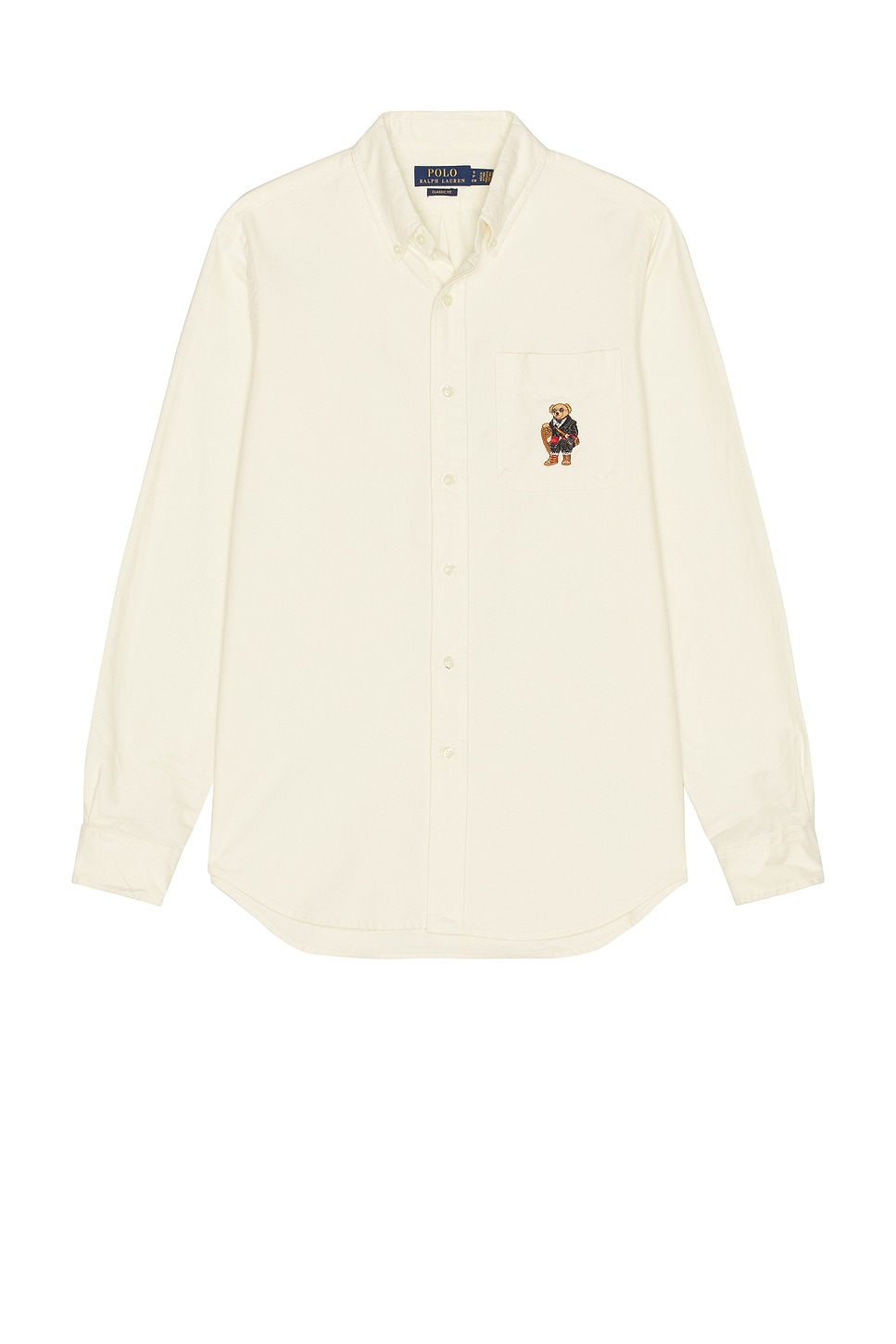 Image 1 of Polo Ralph Lauren Brushed Oxford Novelty Bear Sport Shirt in Herbal Milk