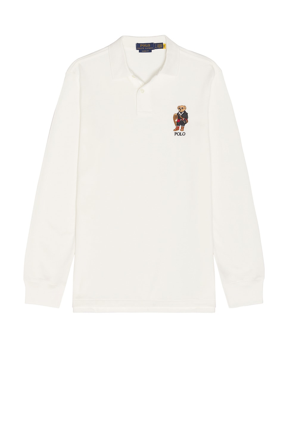 Image 1 of Polo Ralph Lauren Long Sleeve Novelty Holiday Bear Polo in Cream