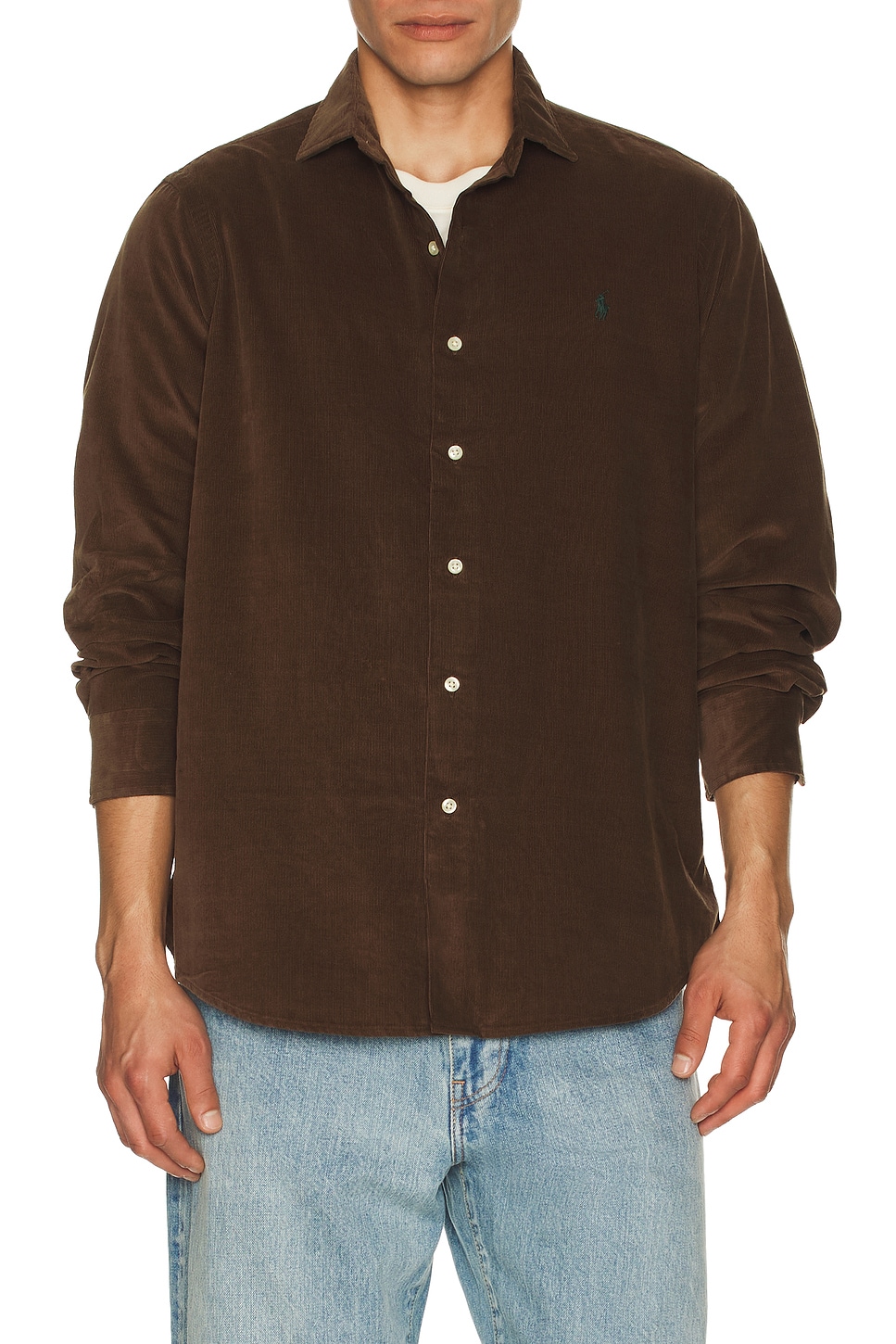 Image 1 of Polo Ralph Lauren Corduroy Sport Shirt in Chocolate Mousse