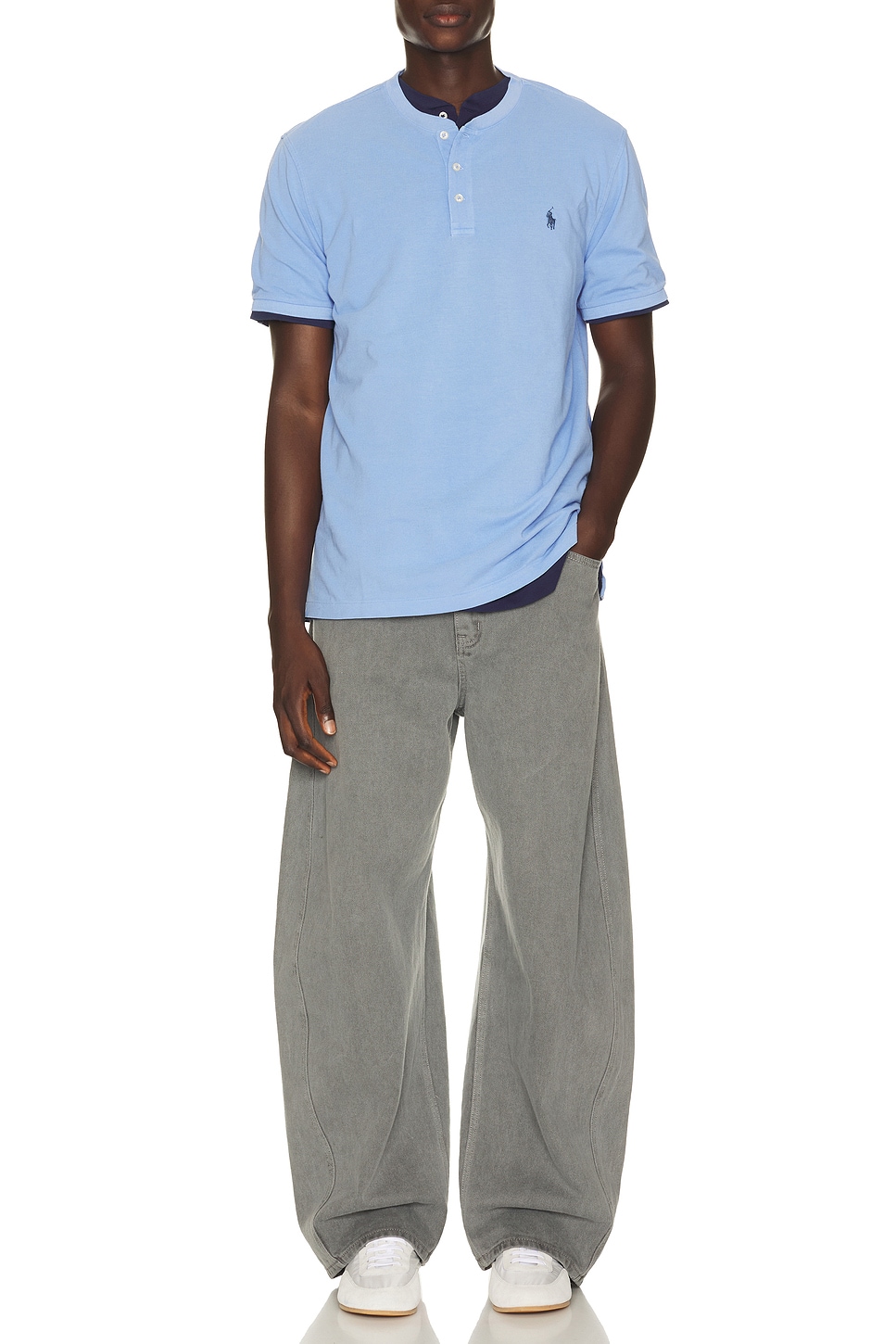 Polo Ralph Lauren Short Sleeve Garment Dyed Featherweight Mesh Henley T-Shirt | Thumbnail 3 Polo Ralph Lauren Short Sleeve Garment Dyed Featherweight Mesh Henley T-Shirt | Thumbnail 3