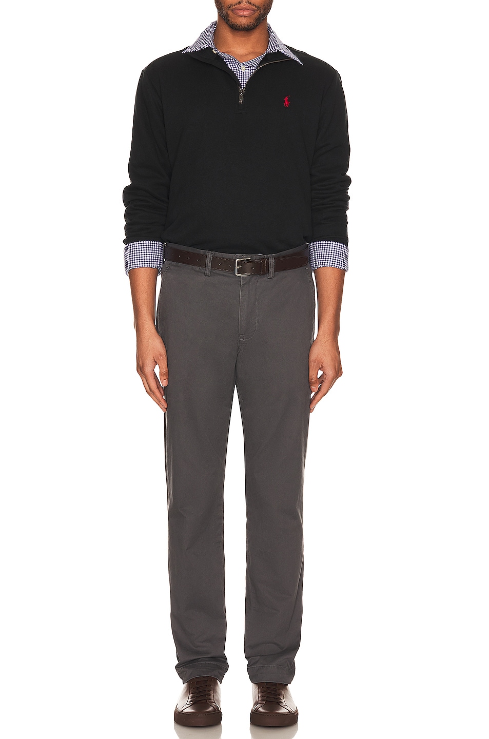 Image 1 of Polo Ralph Lauren Poplin Long Sleeve Shirt in Navy & White