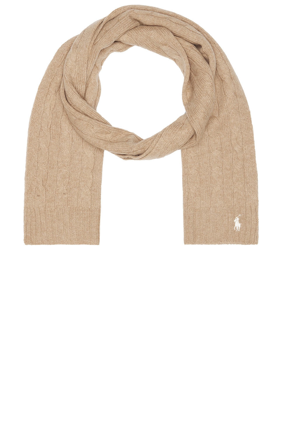 Shop Polo Ralph Lauren Cable Knit Scarf In Camel