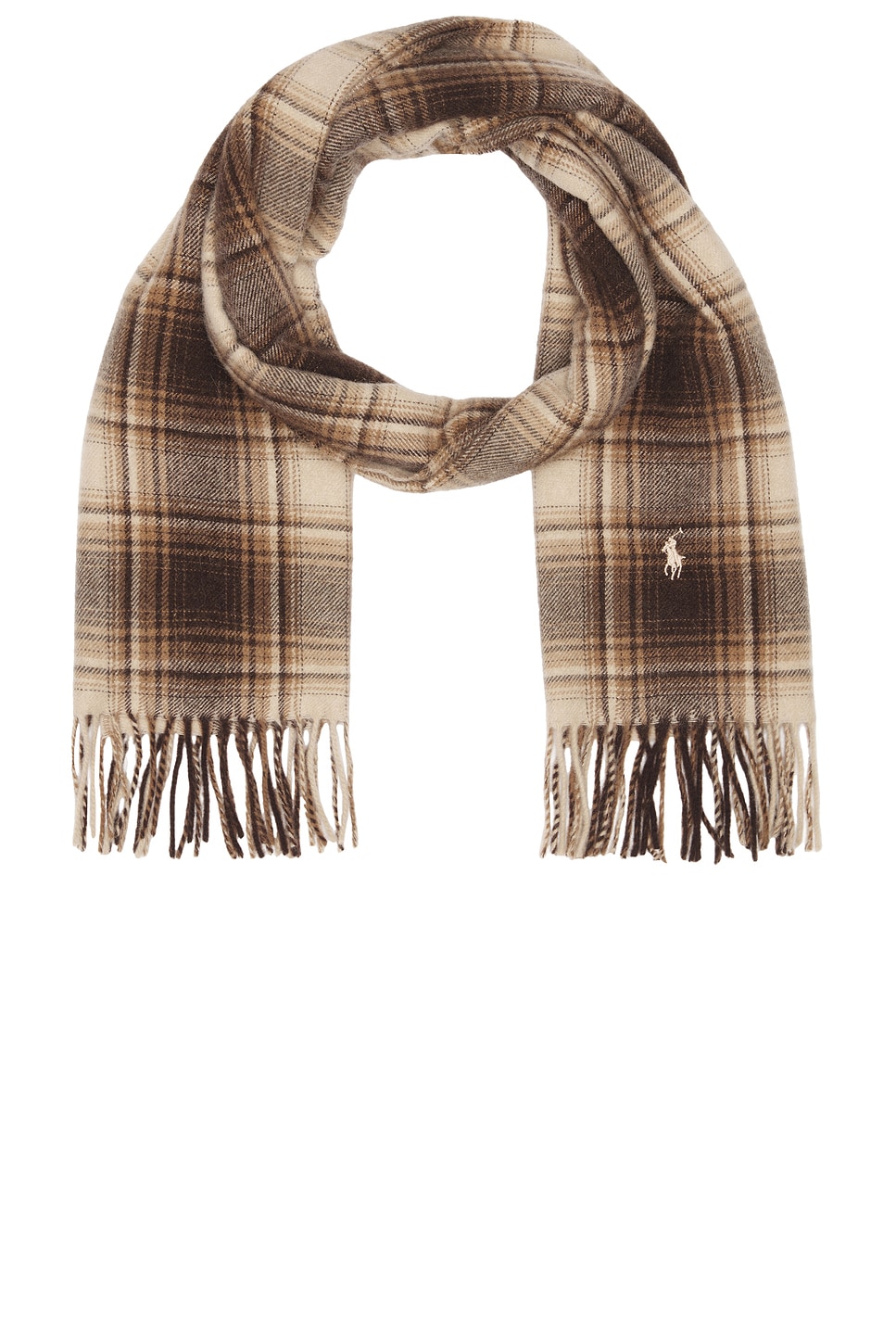 Shop Polo Ralph Lauren Plaid Scarf In Cream & Brown