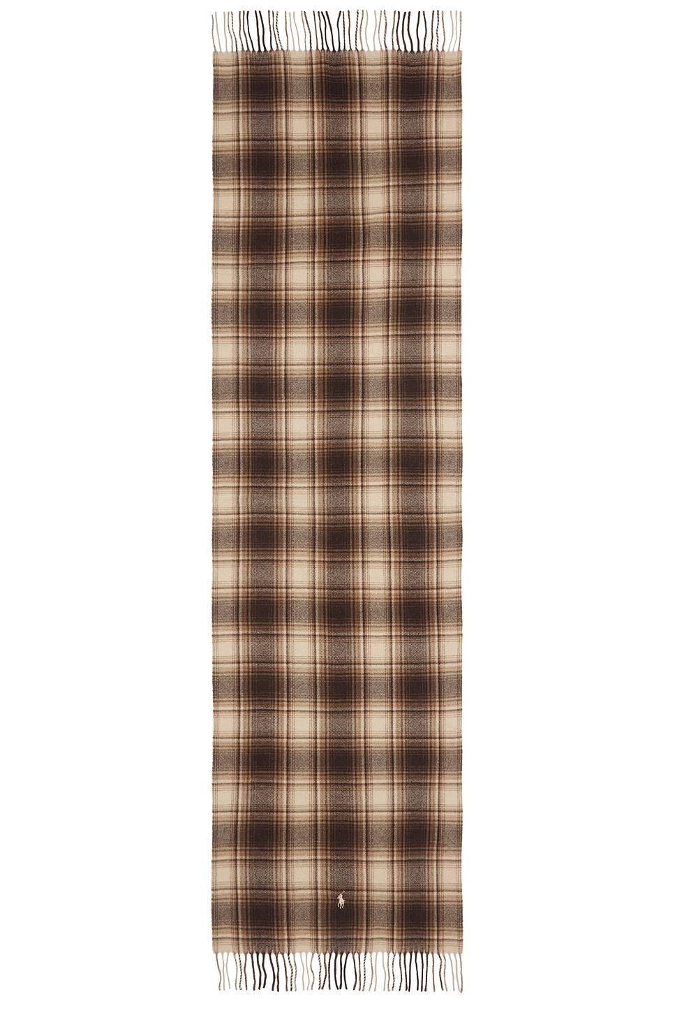 Shop Polo Ralph Lauren Plaid Scarf In Cream & Brown