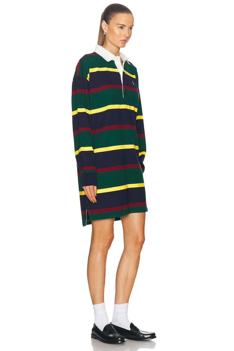 Shop Polo Ralph Lauren Long Sleeve Dress In Hunter Green Multi