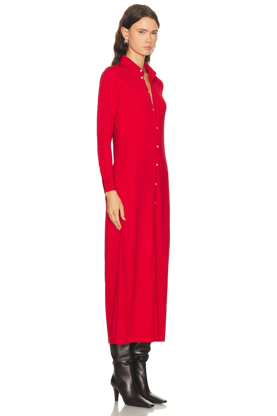 Polo Ralph Lauren Button Down Long Dress In Red