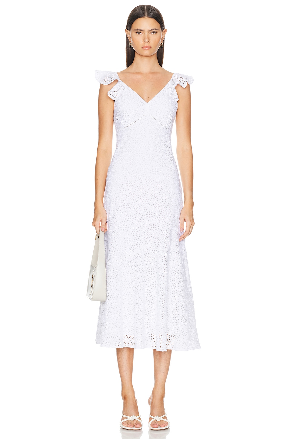 Image 1 of Polo Ralph Lauren Eyelet Short Sleeve Cocktail Dress in White
