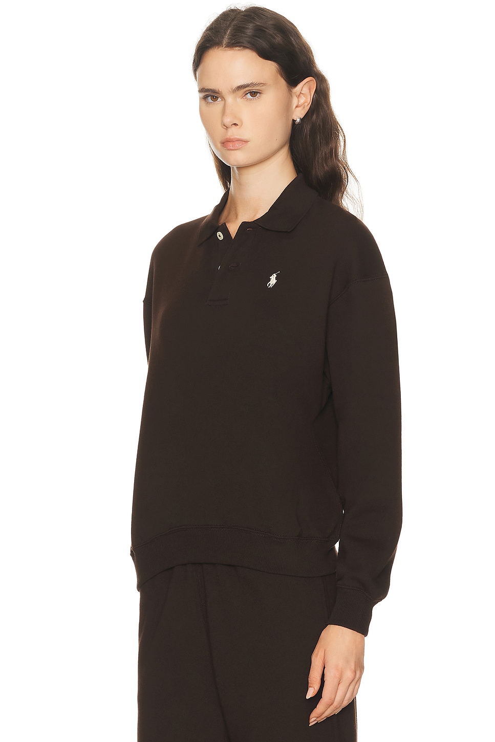 Polo Ralph Lauren Arctic Fleece Polo Long Sleeve Pullover Circuit Brown In Brown