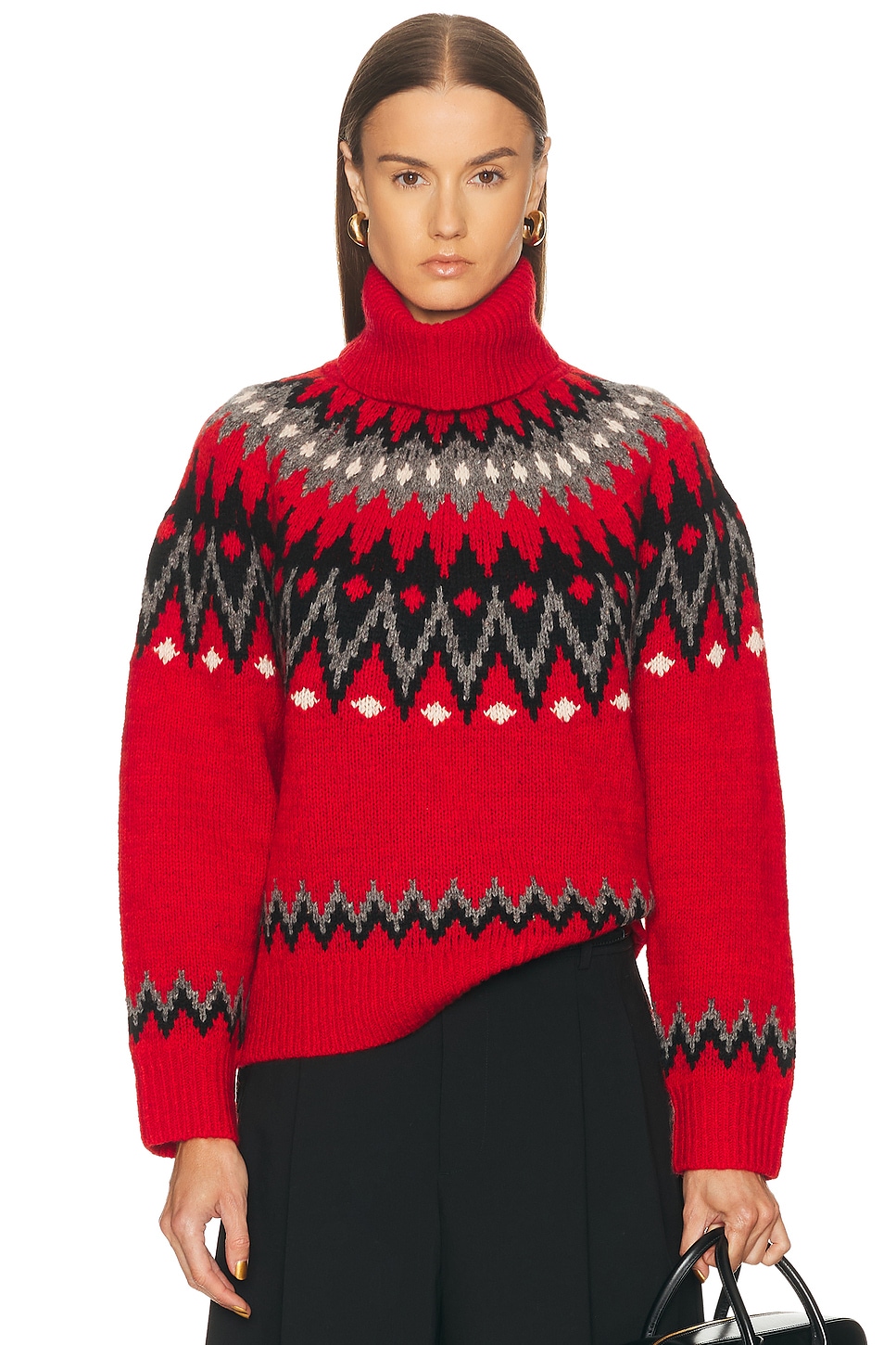 Image 1 of Polo Ralph Lauren Turtleneck Sweater in Fireside Red Multi