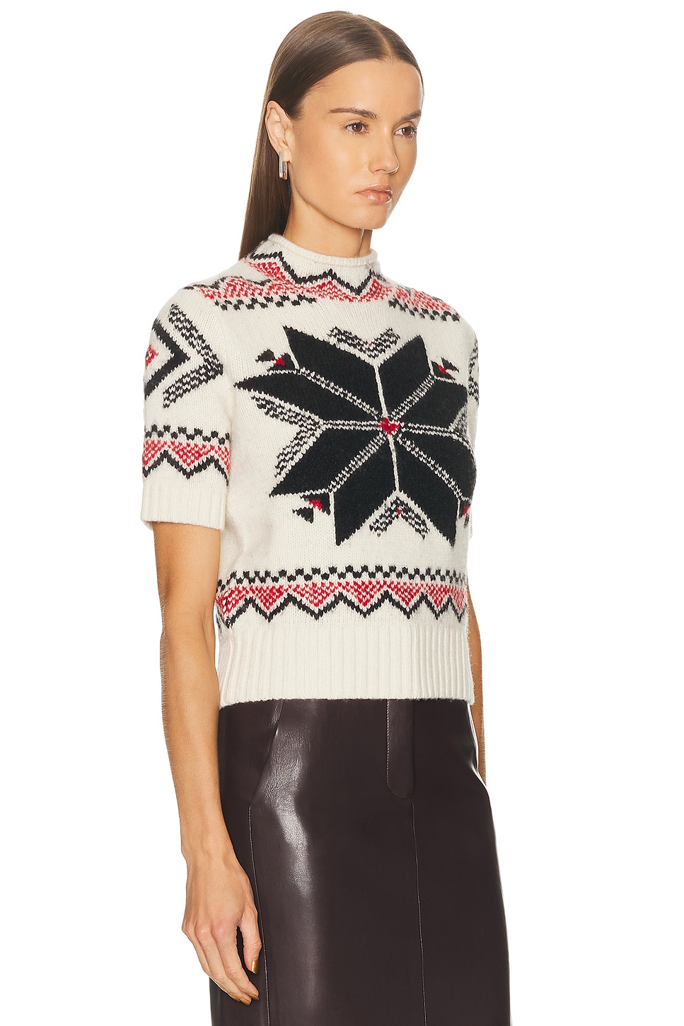 Polo Ralph Lauren Snowflake Mockneck Short-sleeve Sweater In White