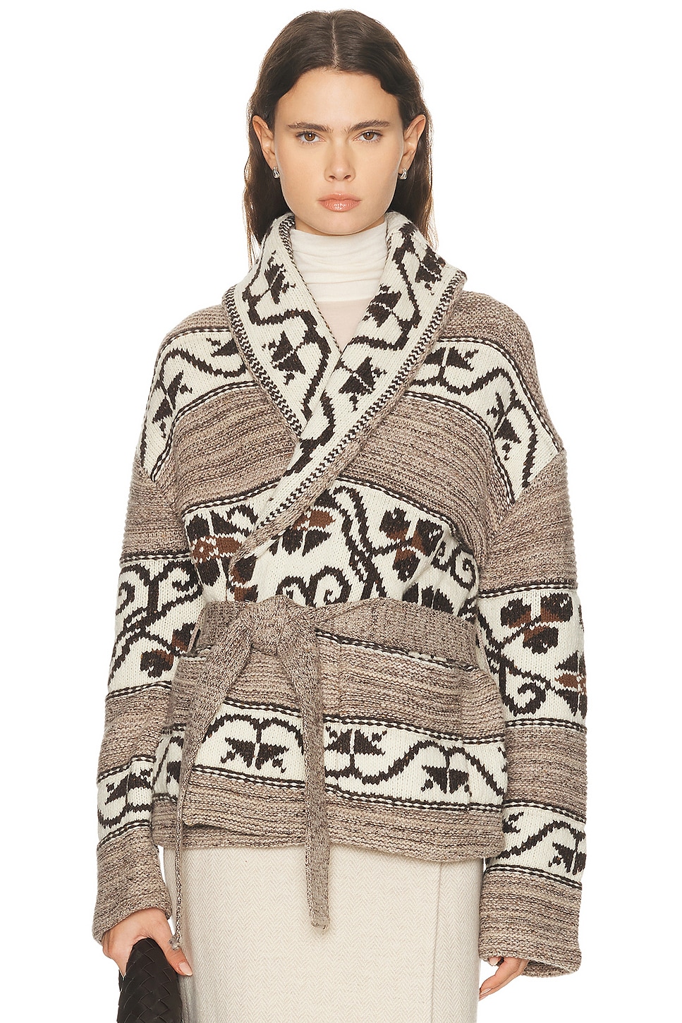 Image 1 of Polo Ralph Lauren Belted Cardigan in Natural Multi