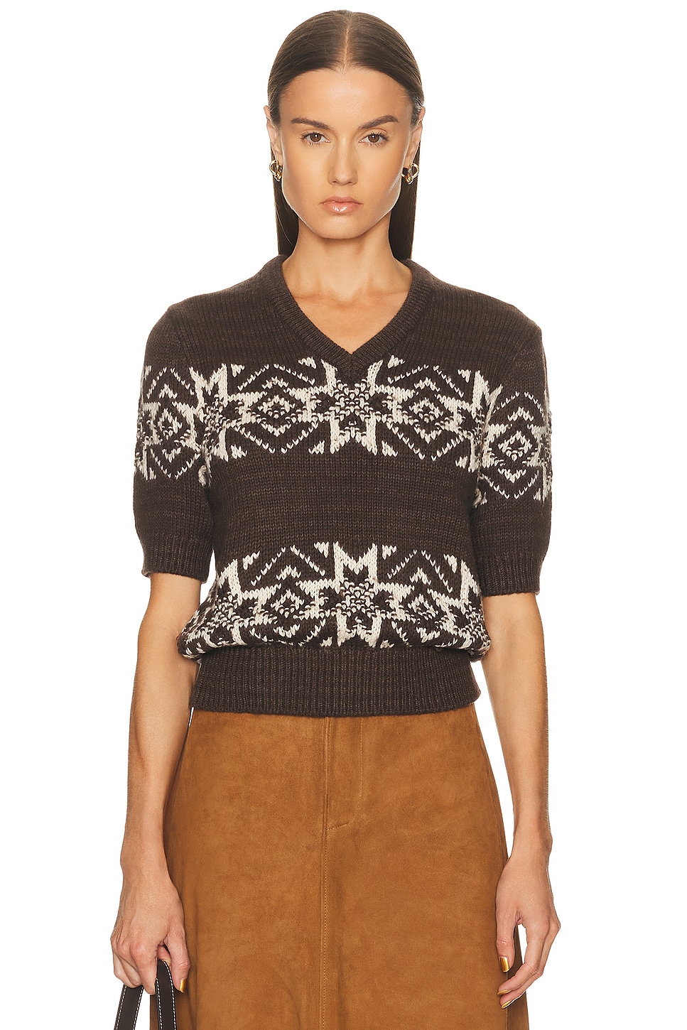 Image 1 of Polo Ralph Lauren Short Sleeve Sweater in Brown Multi