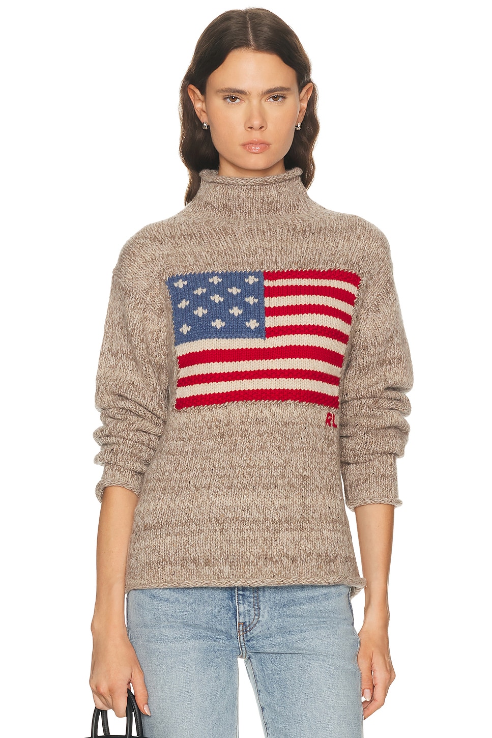 Image 1 of Polo Ralph Lauren Mock Neck Sweater in Natural Multi