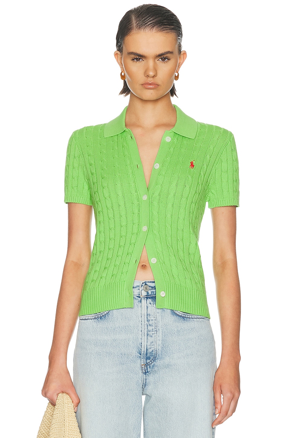 Polo Ralph Lauren Short Sleeve Cardigan In Green