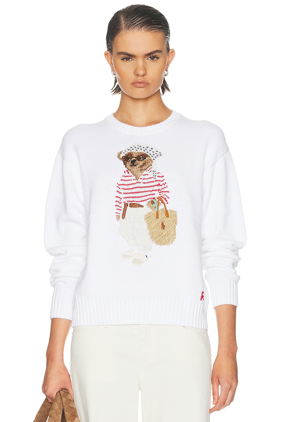 Polo Ralph Lauren Bear Long Sleeve Sweater In White