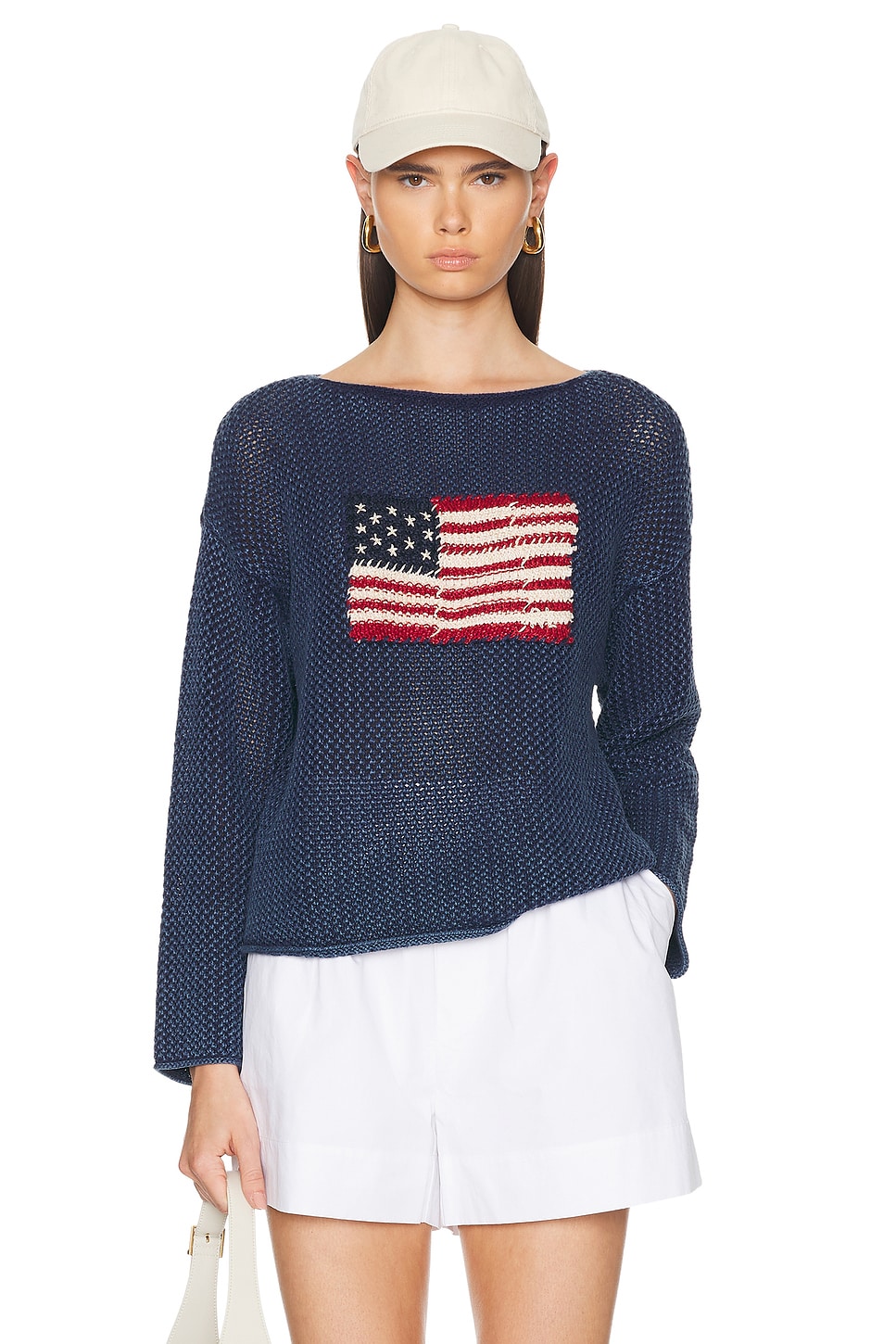 Image 1 of Polo Ralph Lauren Flag Long Sleeve Sweater in Blue Multi