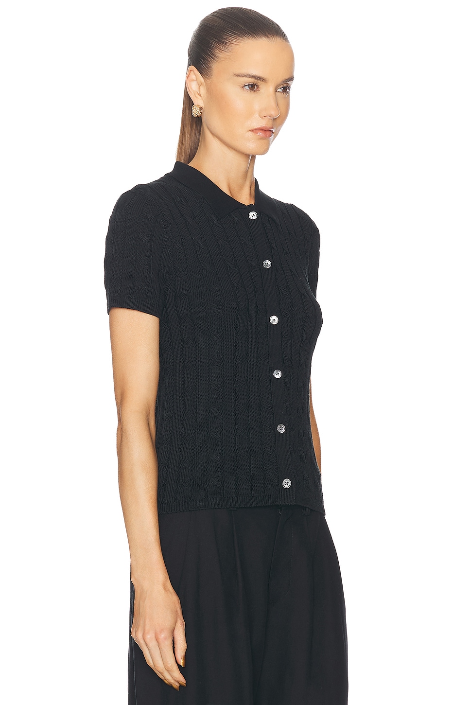 Shop Polo Ralph Lauren Short Sleeve Cardigan In Polo Black