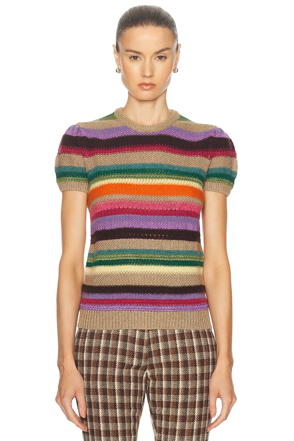 Image 1 of Polo Ralph Lauren Short Sleeve Sweater in Multi Stripe