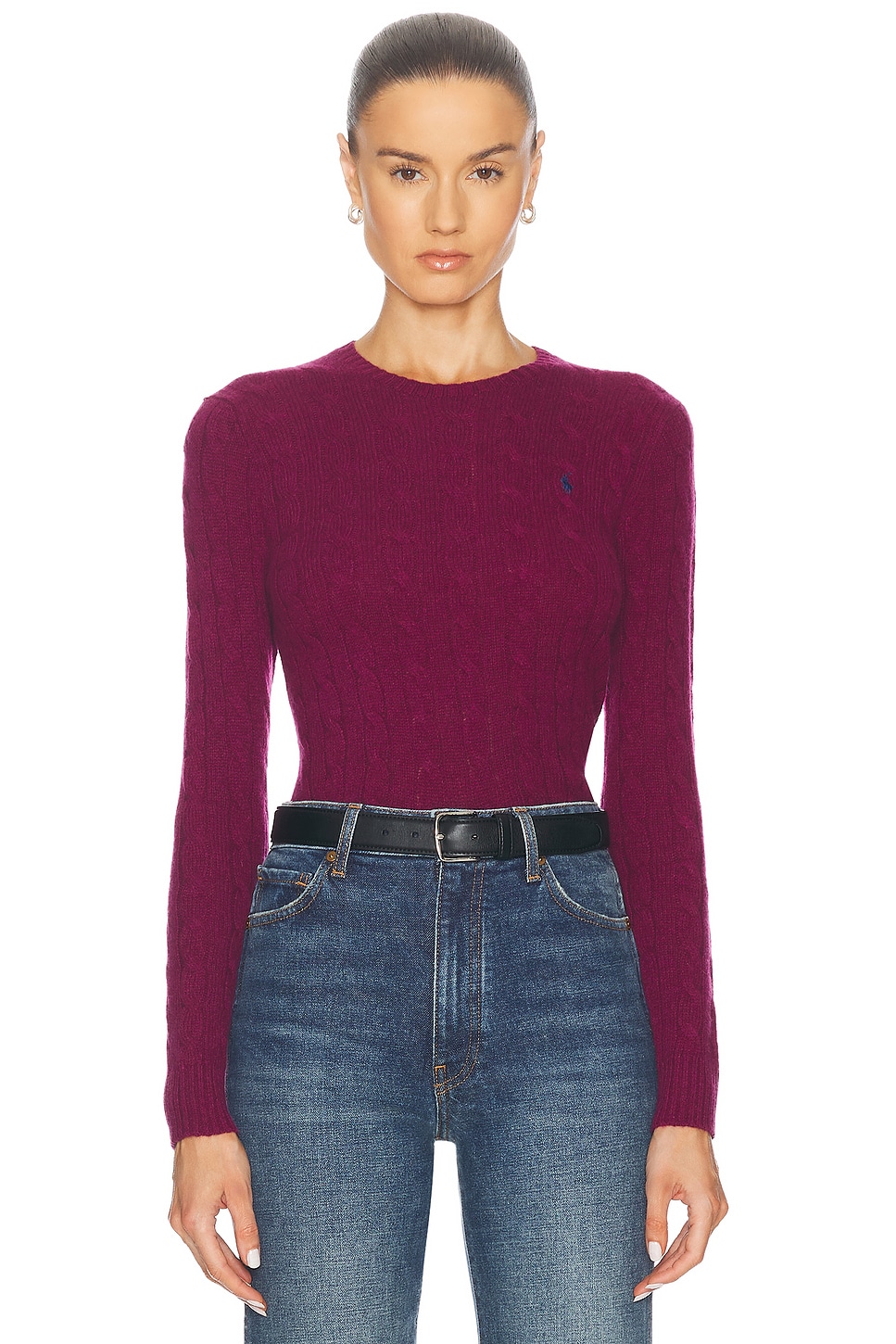 Shop Polo Ralph Lauren Long Sleeve Sweater In Plum Heather