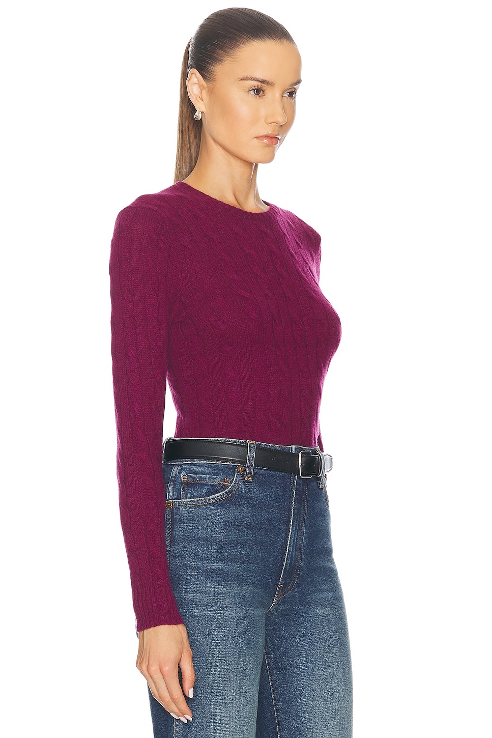 Shop Polo Ralph Lauren Long Sleeve Sweater In Plum Heather