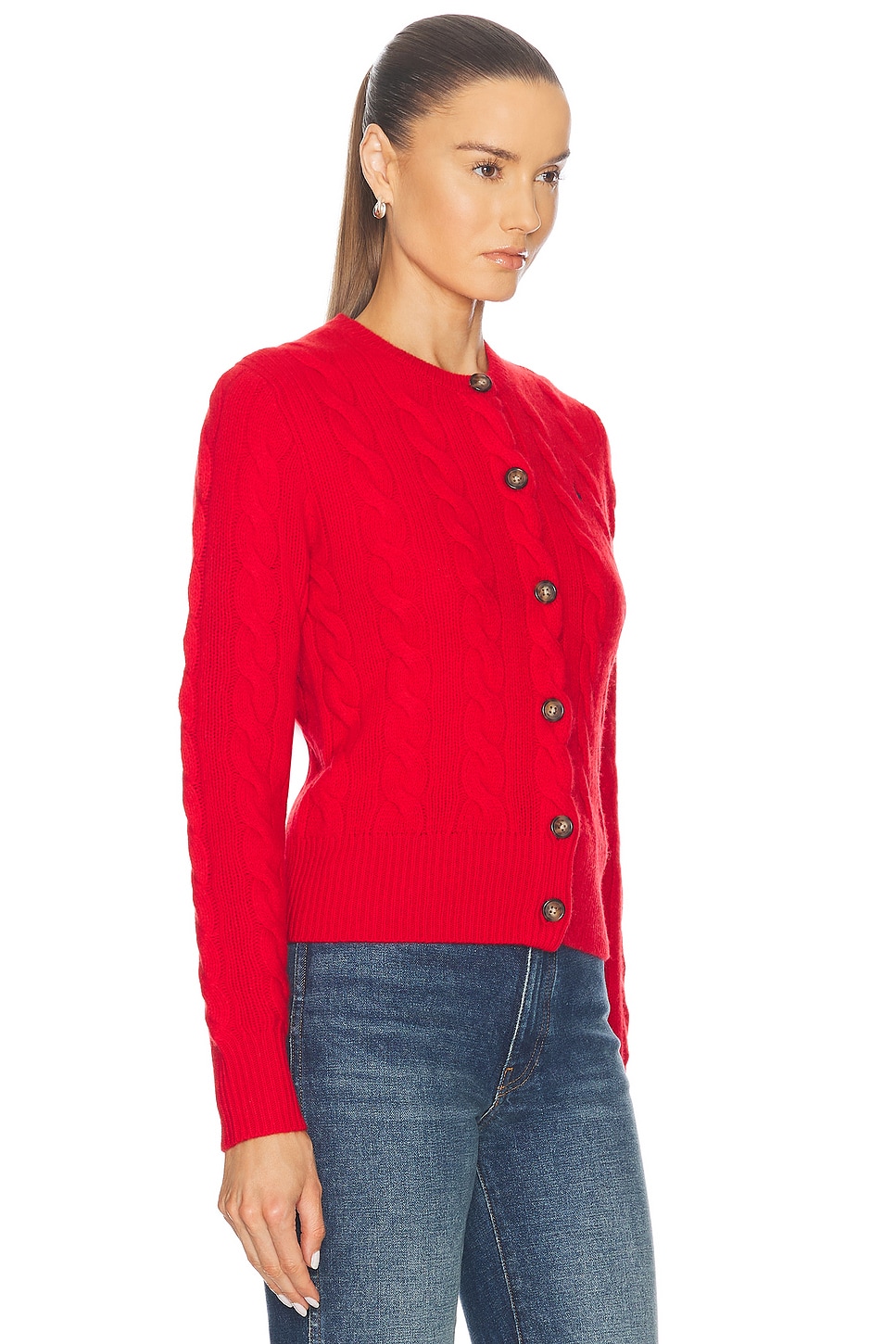 Shop Polo Ralph Lauren Long Sleeve Cardigan In Fall Red