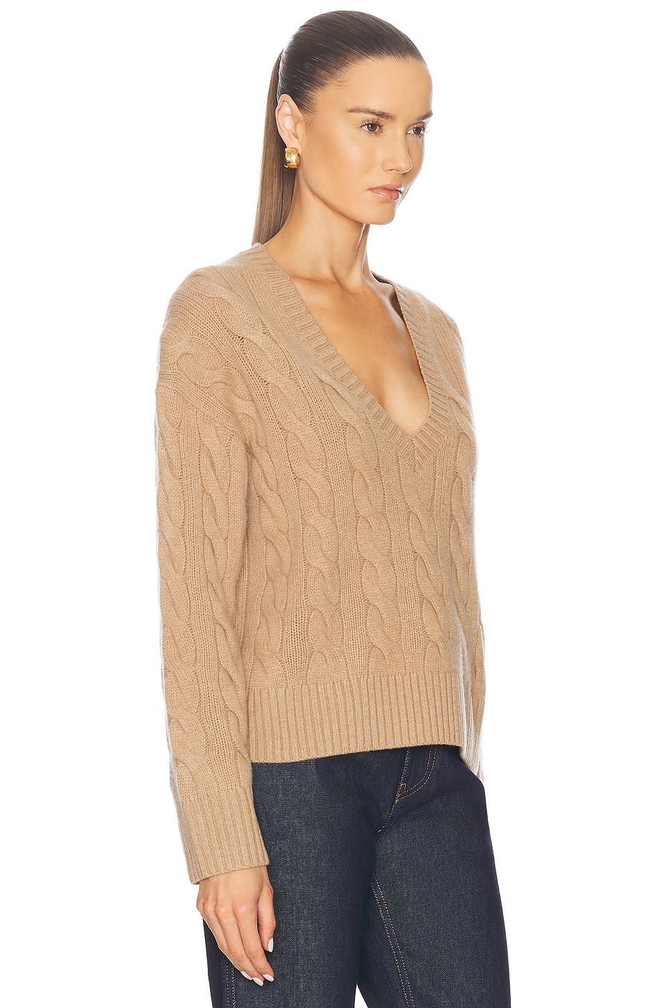 Shop Polo Ralph Lauren V-neck Long Sleeve Sweater In Collection Camel Melange