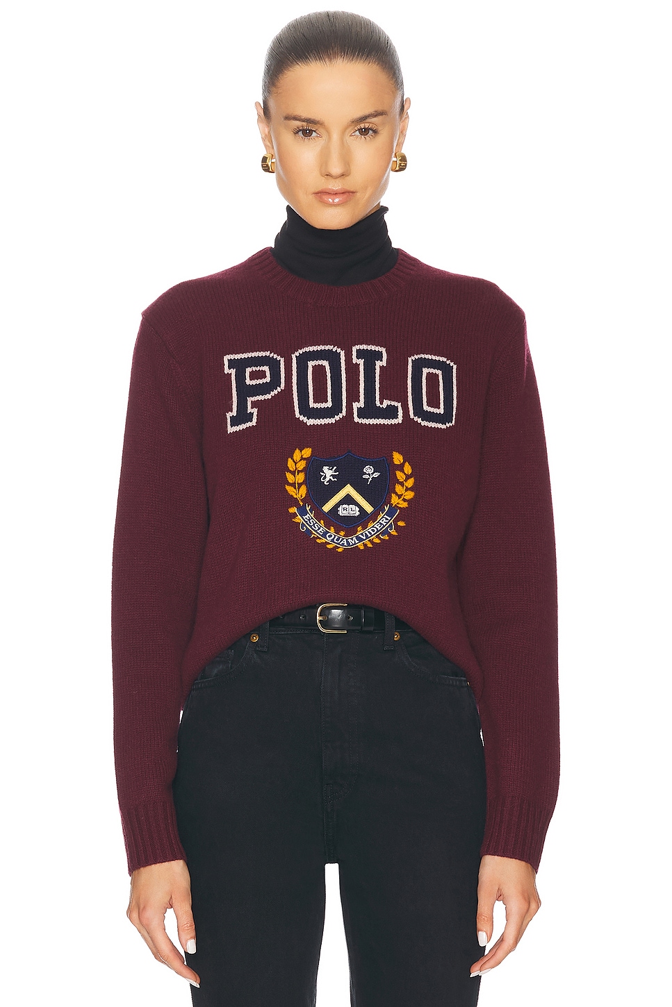 Image 1 of Polo Ralph Lauren Long Sleeve Sweater in Rich Ruby Multi