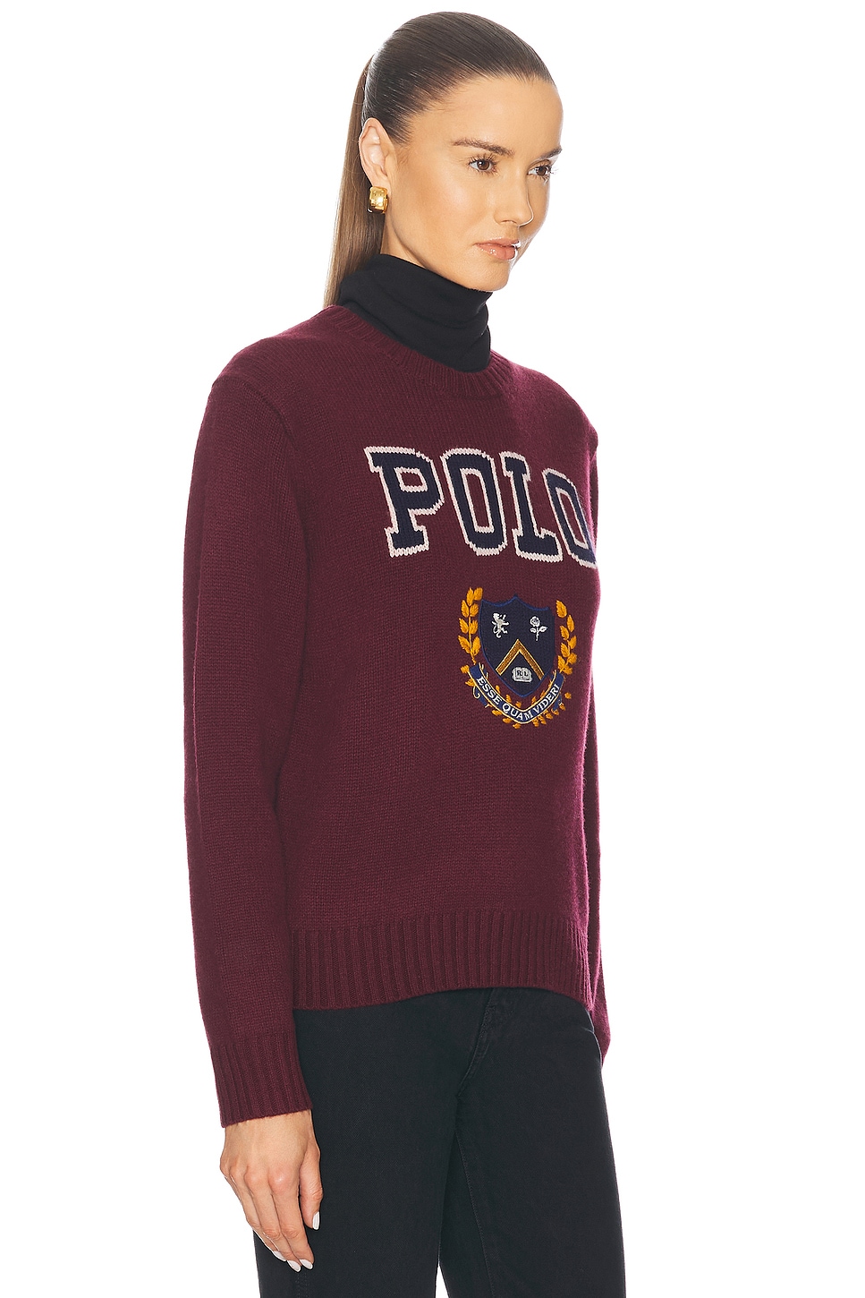 Shop Polo Ralph Lauren Long Sleeve Sweater In Rich Ruby Multi