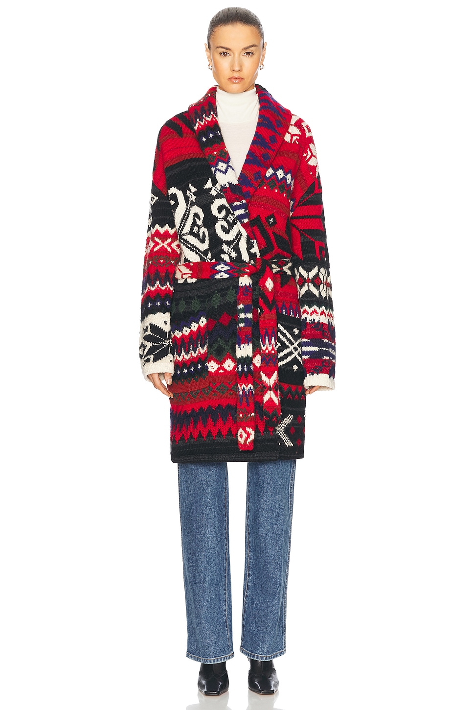 Shop Polo Ralph Lauren Wrap Cardigan In Red Multi