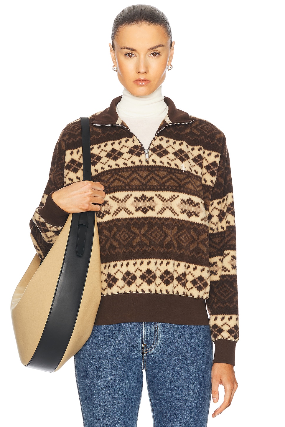 Image 1 of Polo Ralph Lauren Half Zip Sweatshirt in Winter Multi Print