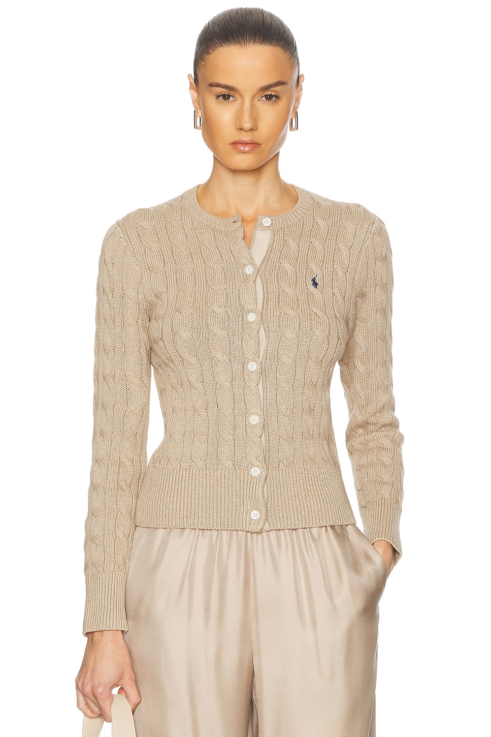 Crewneck Cardigan in Beige