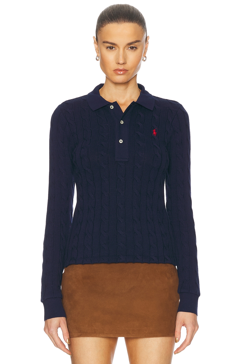 Knit Collar Sweater in Navy