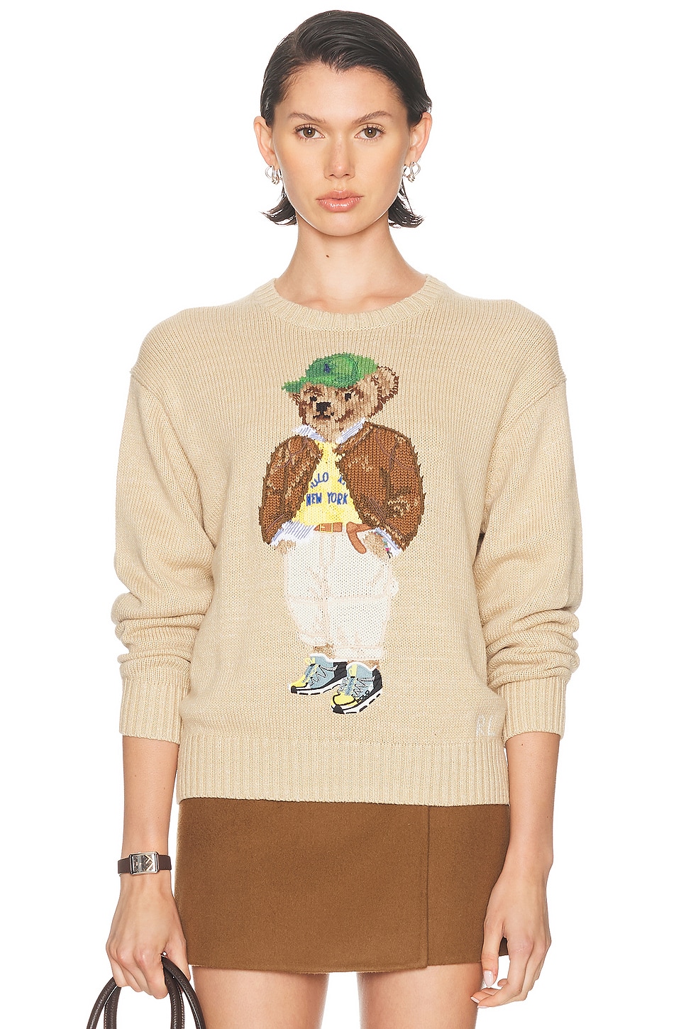 Polo Ralph Lauren Beige Cotton Polo Bear Jumper In Brown