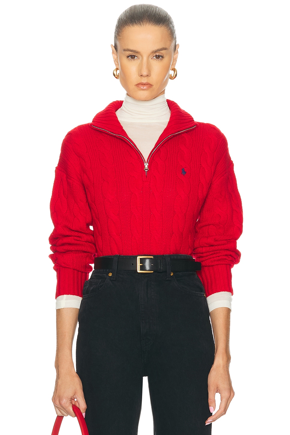 Image 1 of Polo Ralph Lauren Quarter Zip Sweater in 2000 Red
