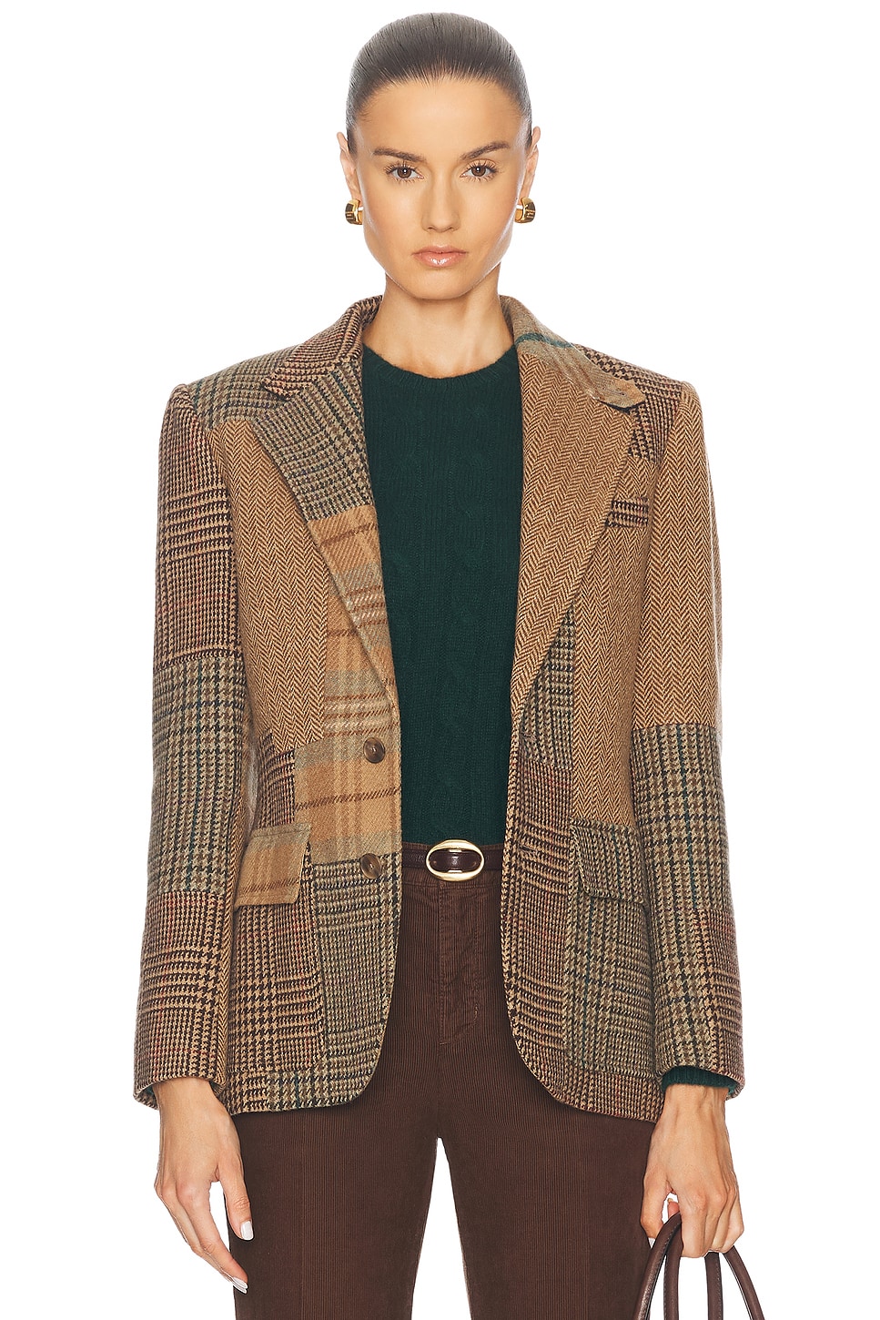 Image 1 of Polo Ralph Lauren Patchwork Heritage Blazer in Olive & Brown Multi