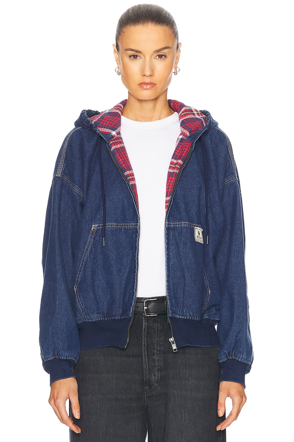 Denim Workwear Bomber Jacket in Blue