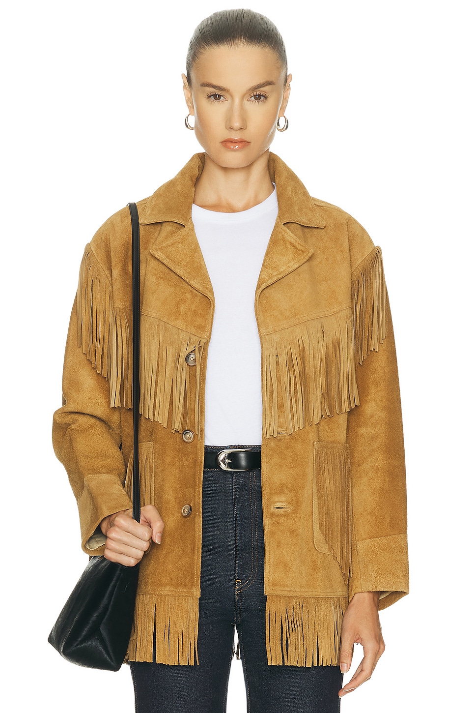 Image 1 of Polo Ralph Lauren Fringe Suede Jacket in Maple