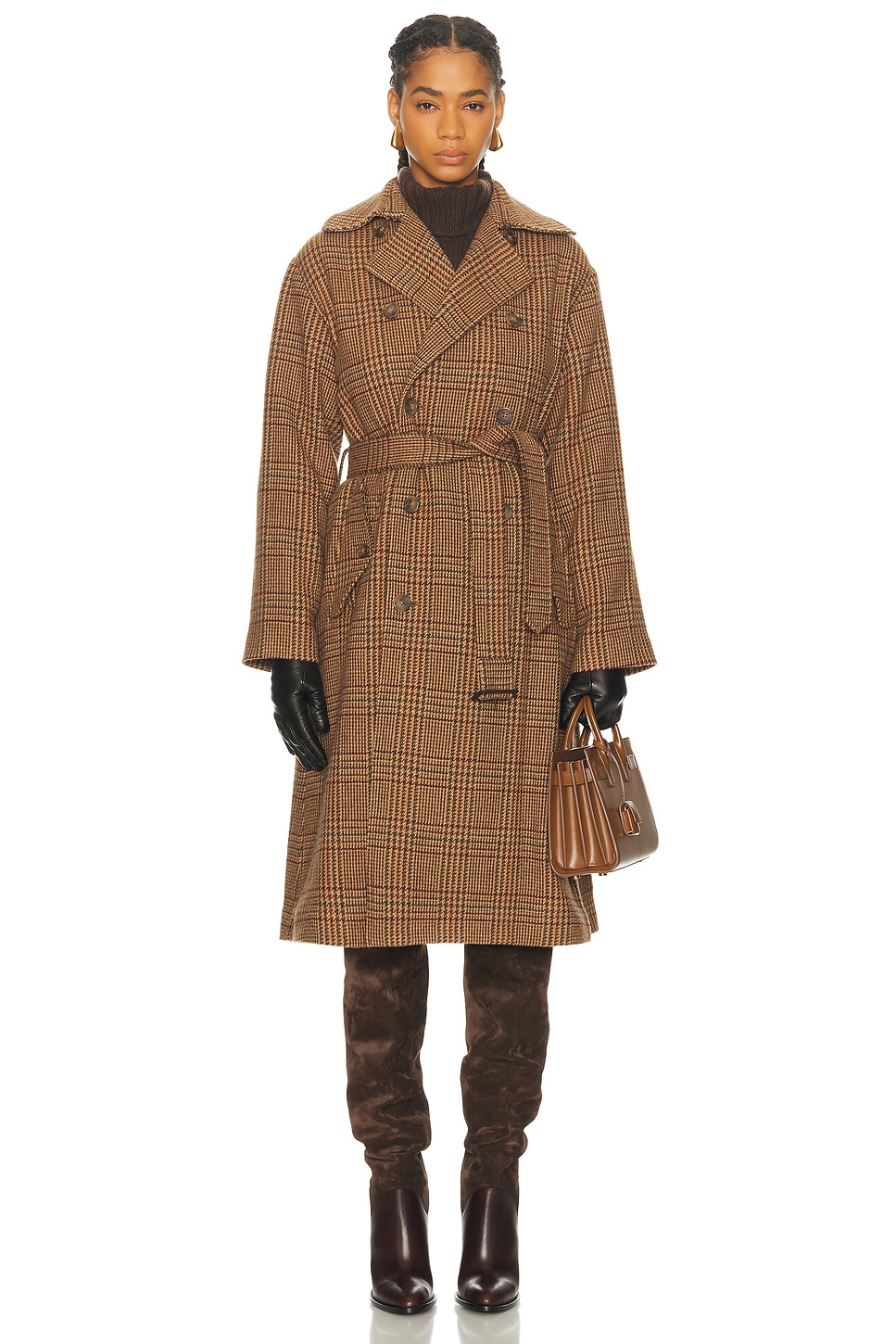 Polo Ralph Lauren Long Coat In Brown