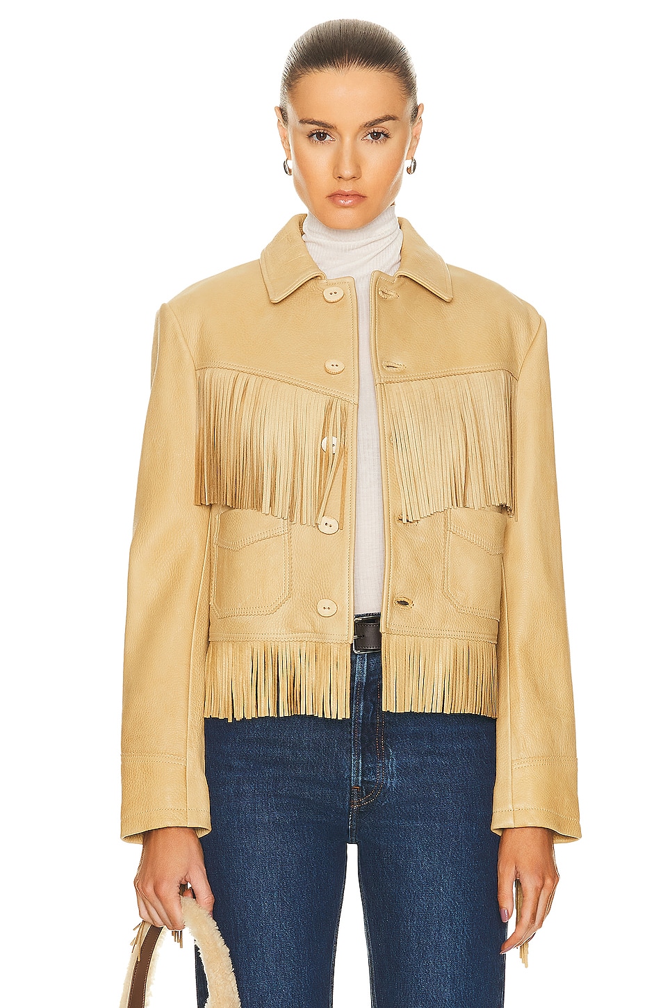 Fringe Jacket in Tan