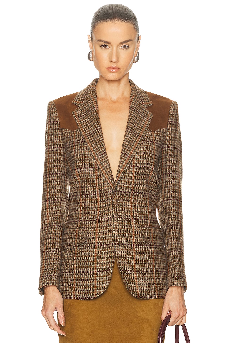 Image 1 of Polo Ralph Lauren Houndstooth Blazer in 1927 Olive Multi Houndstooth
