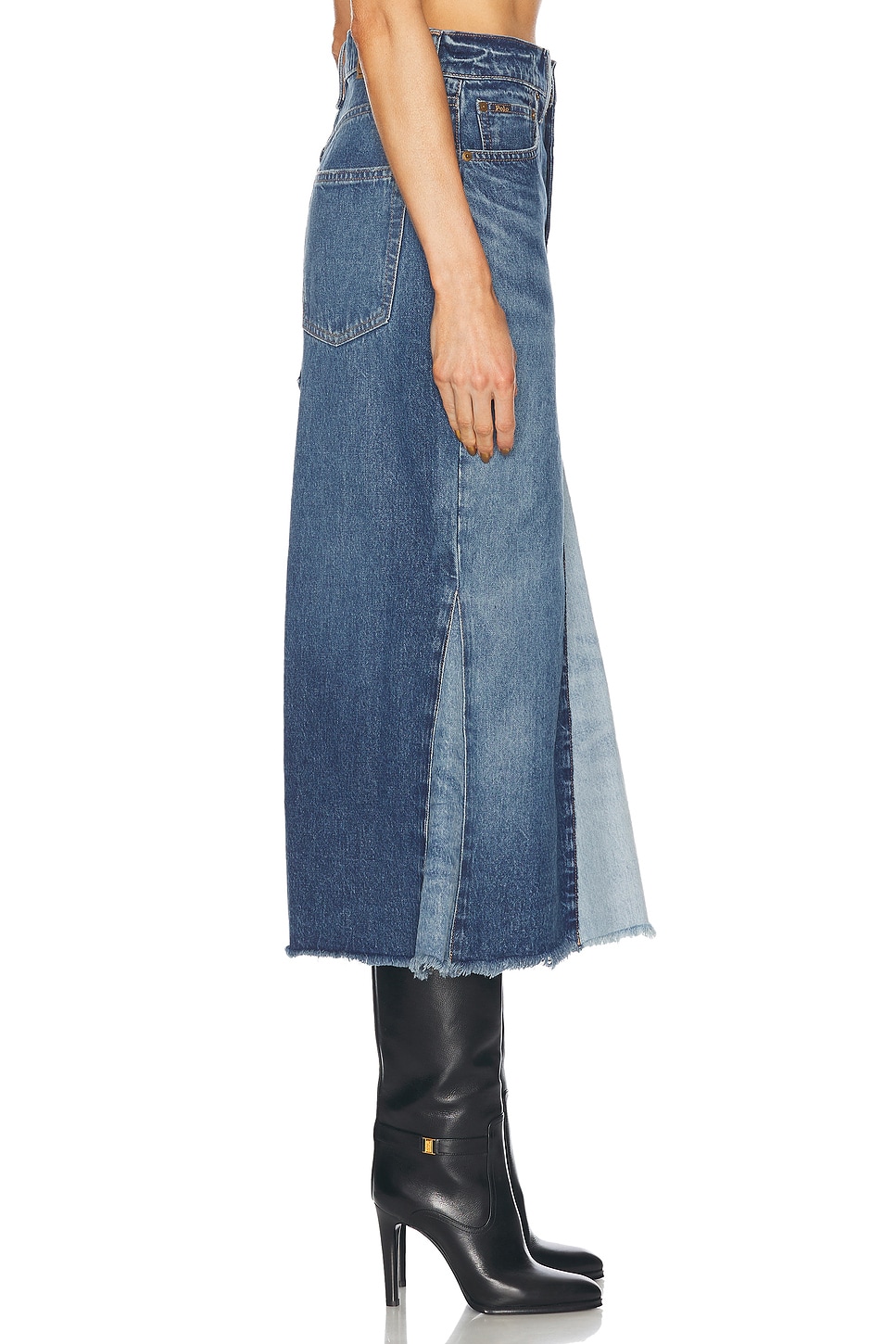 Shop Polo Ralph Lauren Denim Midi Skirt In Delta Wash