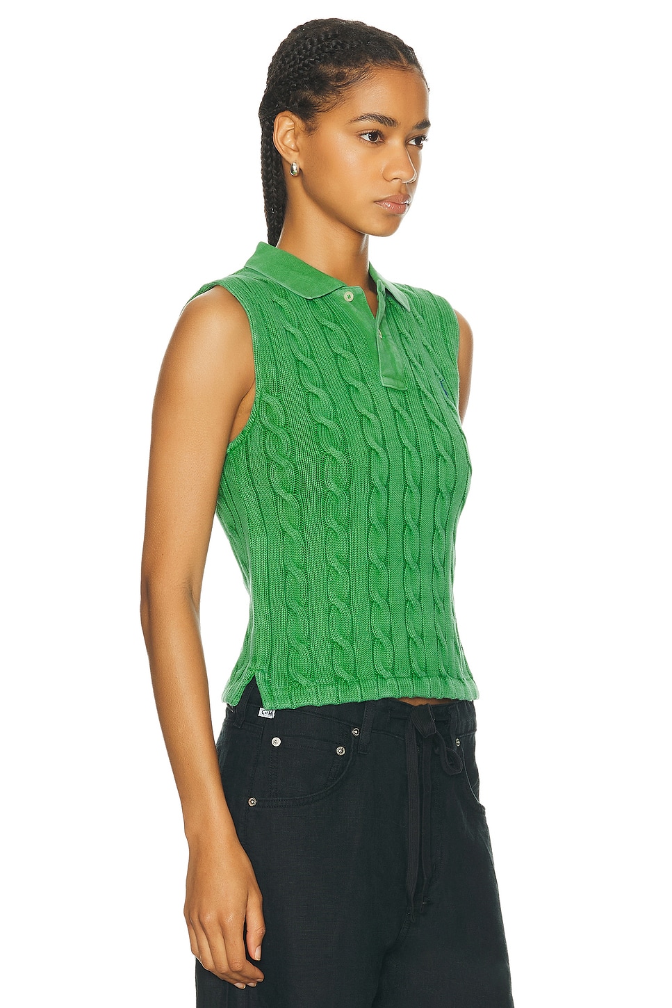 Shop Polo Ralph Lauren Sleeveless Polo Top In Fiji Green