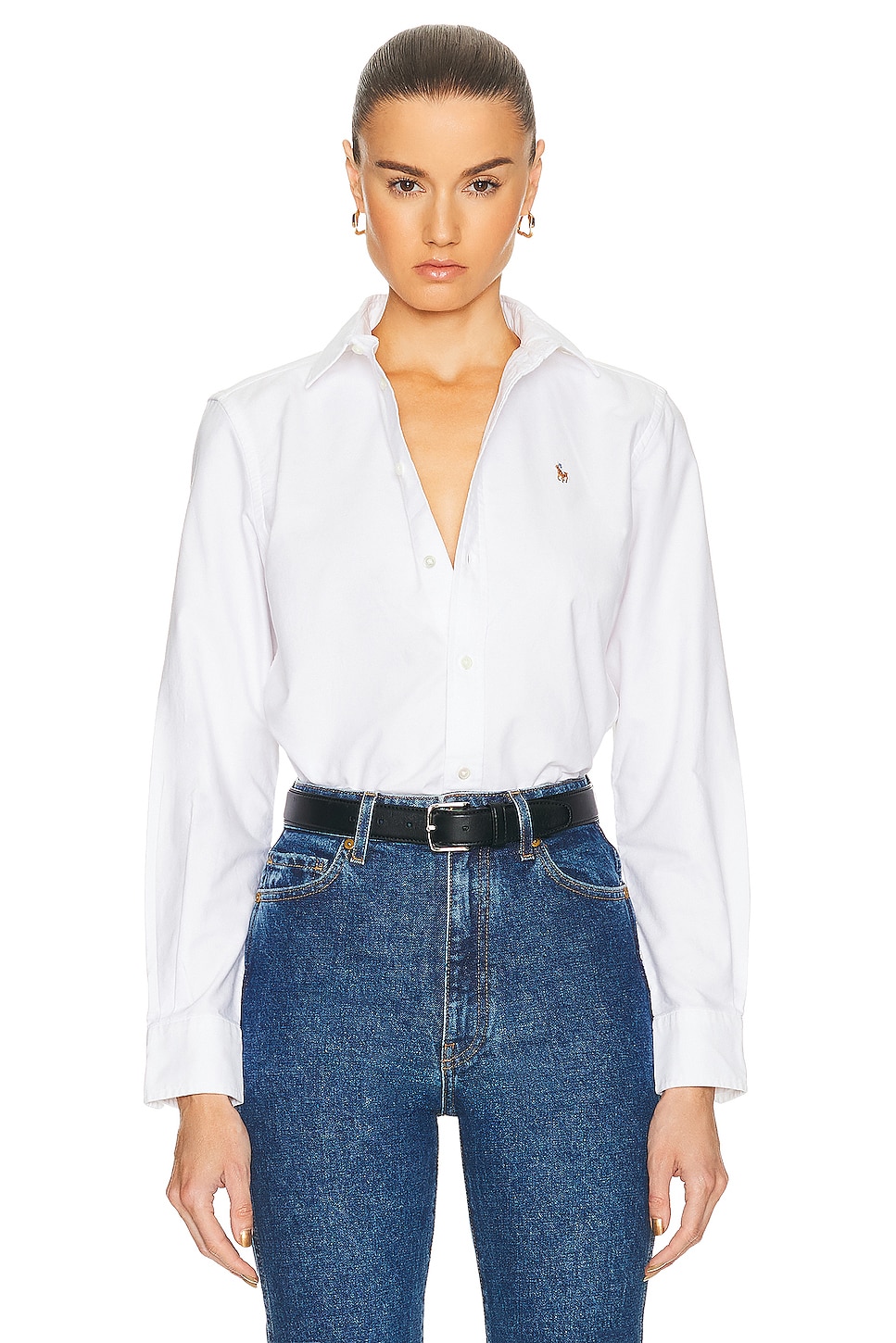 Image 1 of Polo Ralph Lauren Oxford Long Sleeve Button Up Shirt in White