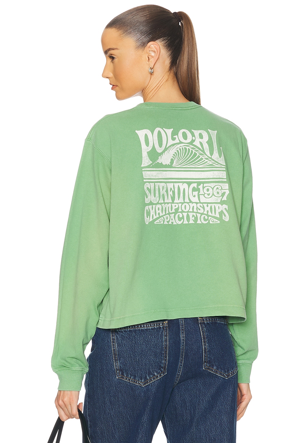 Image 1 of Polo Ralph Lauren Logo Jersey Long-sleeve Graphic Tee in Outback Green