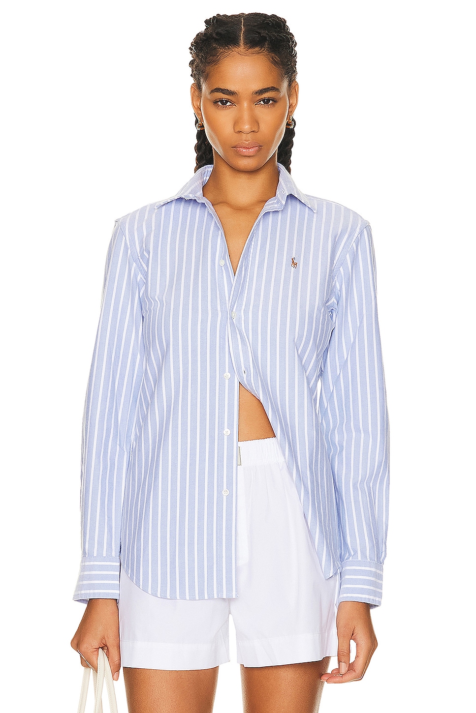 Image 1 of Polo Ralph Lauren Oxford Long Sleeve Button Up Shirt in Harbor Island Blue & White