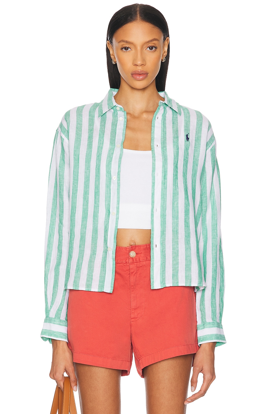 Polo Ralph Lauren Linen Crop Long Sleeve Shirt