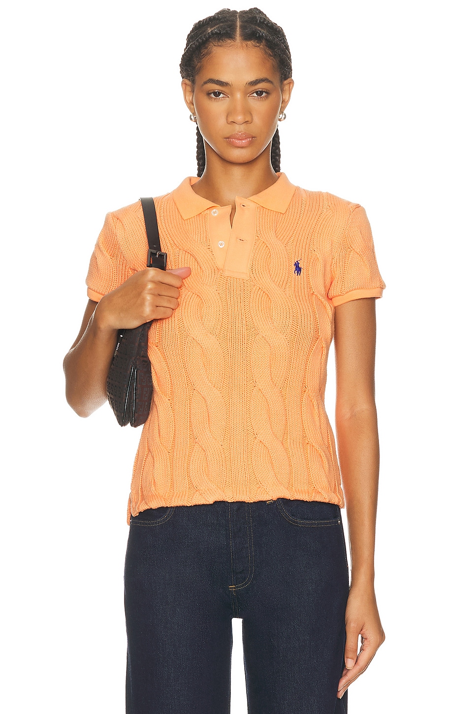 Image 1 of Polo Ralph Lauren Short Sleeve Polo Top in Mandarin Orange